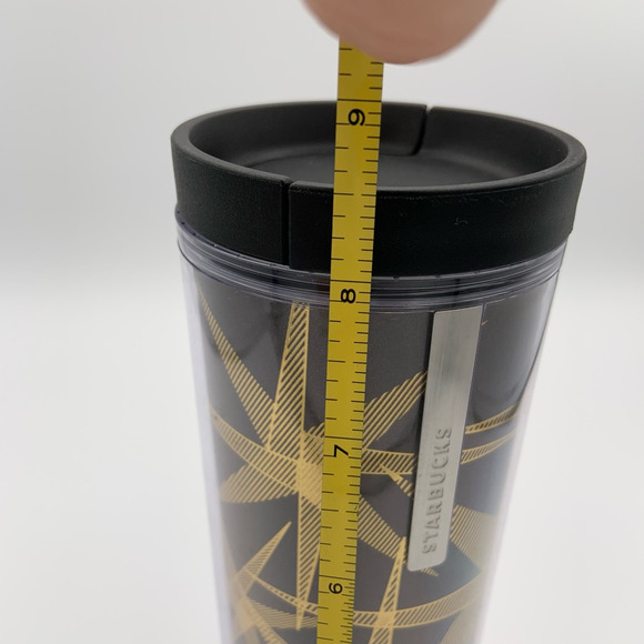 Starbucks‎ 2013 Grande Tumbler Black Gold Starburst Insulated Travel Cup Retro - Picture 10 of 12